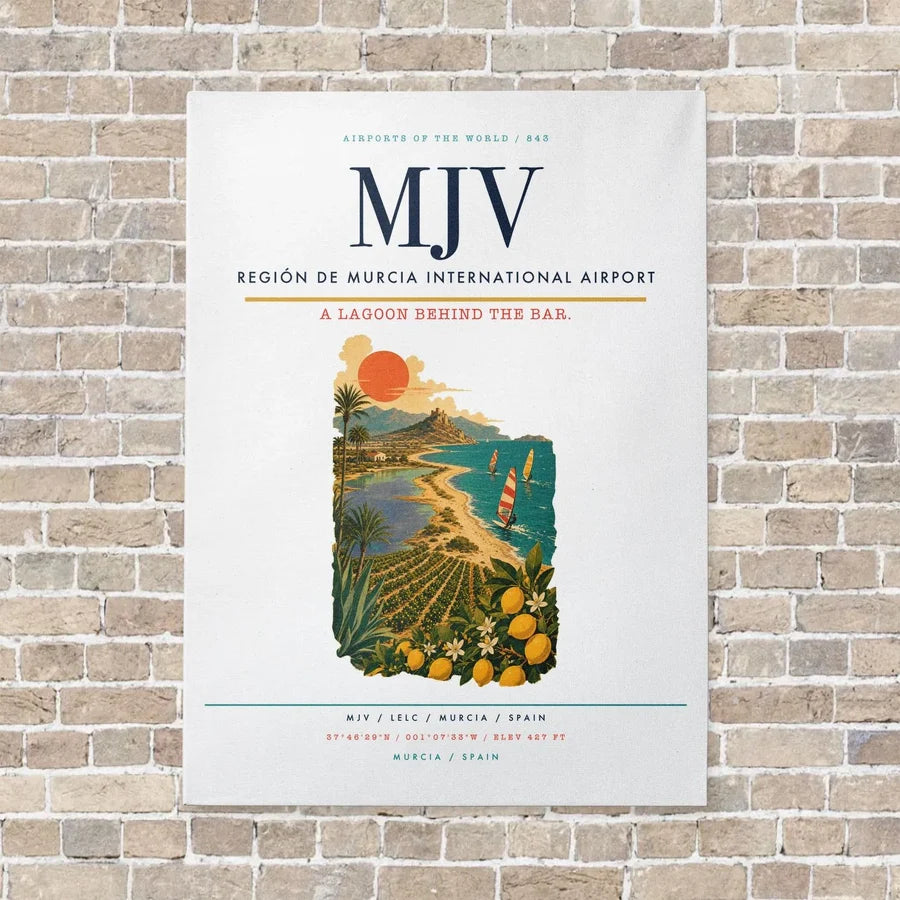 Región de Murcia International Airport MJV vertical canvas print - no frame - white background