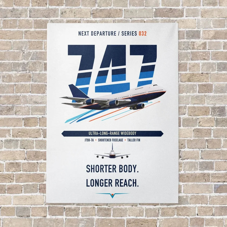 Boeing 747SP vertical canvas print - no frame - white background