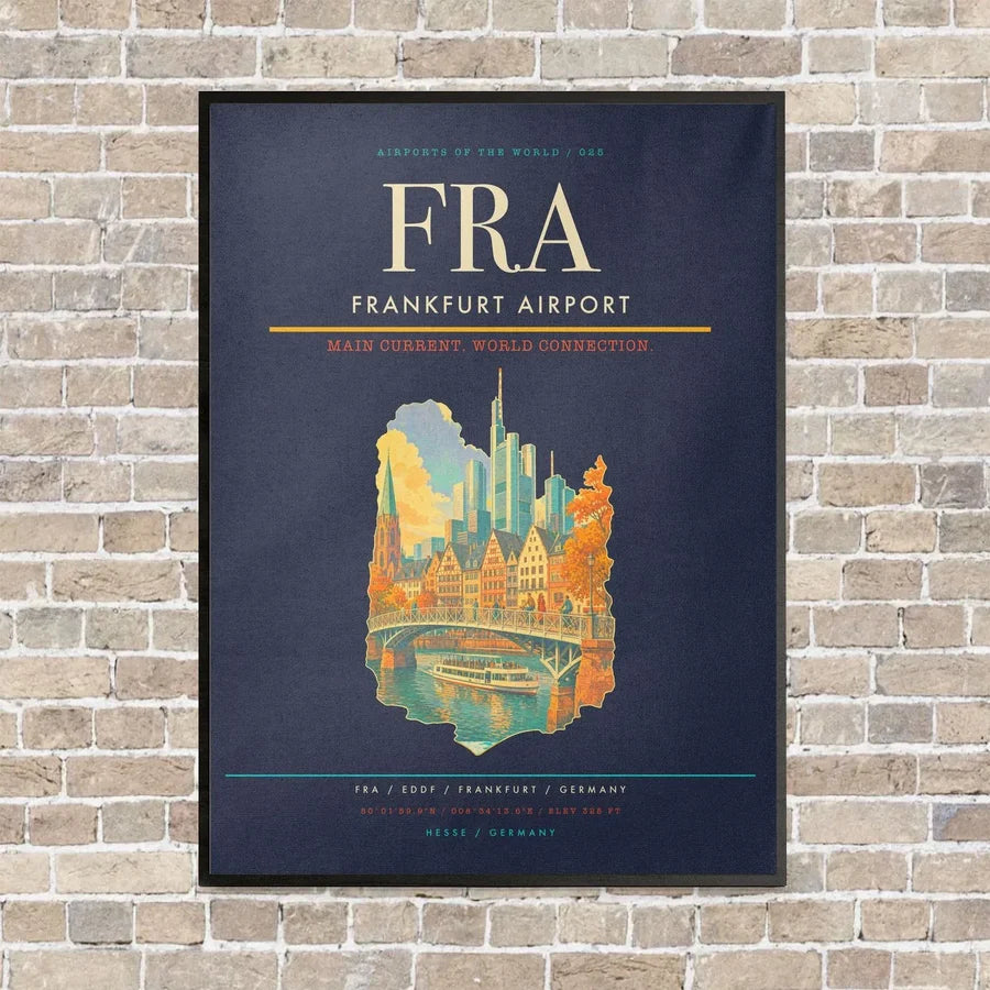 Frankfurt Airport FRA - Canvas Framed - Navy Blue