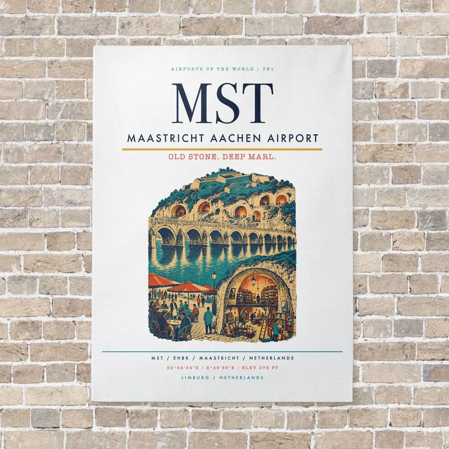 Maastricht Aachen Airport MST vertical canvas print - no frame - white background
