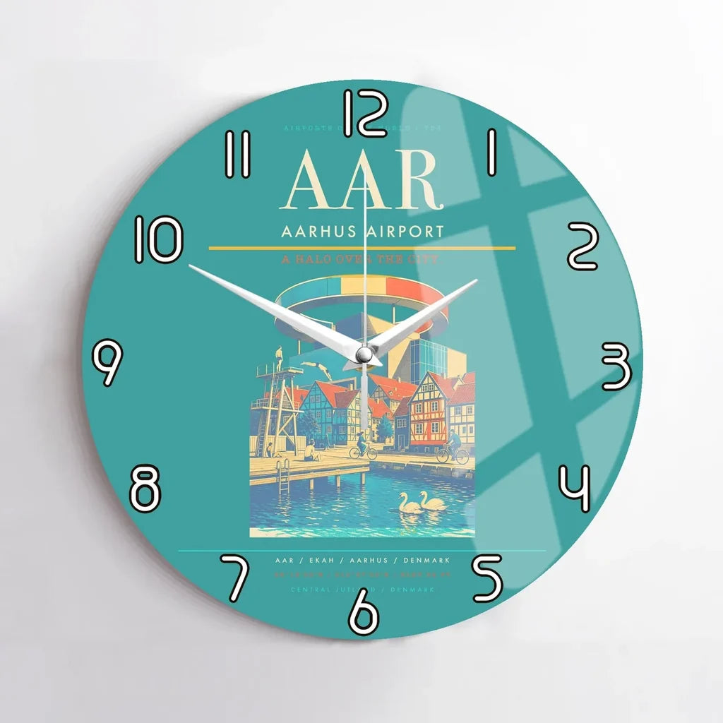 Aarhus Airport AAR Wall-Clock No-Frame - Turquoise