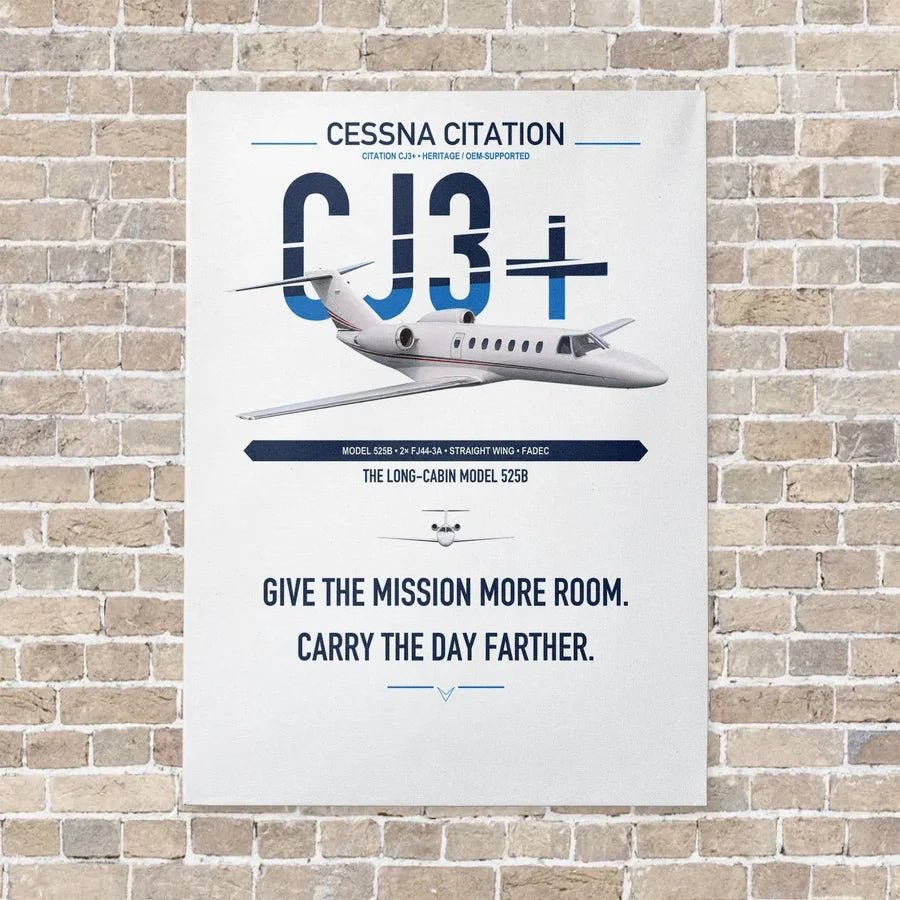 Cessna Citation CJ3+ vertical canvas print - no frame - white background