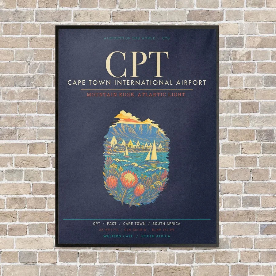 Cape Town International Airport CPT - Canvas Framed - Navy Blue