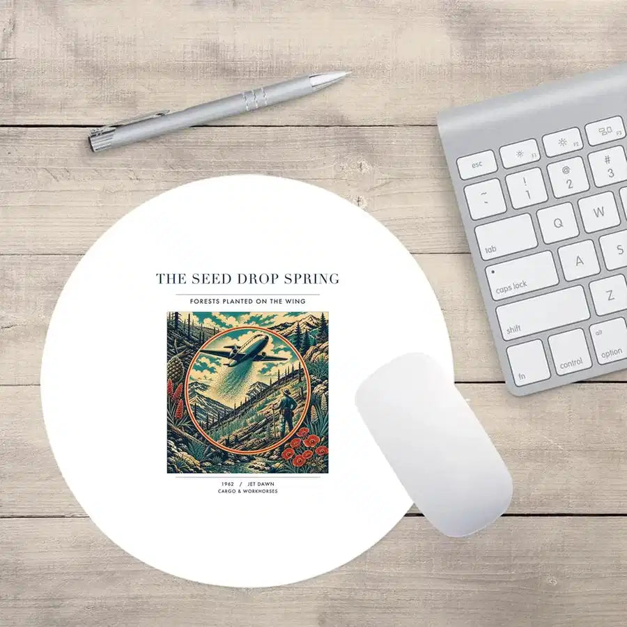 VINTAGE G4490 - The Seed Drop Spring - Designed Mouse Pads design on white round