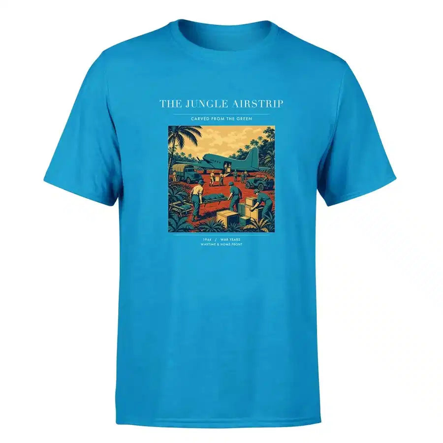 VINTAGE G4524 - The Jungle Airstrip - Premium T-Shirt design on turquoise premium t shirt