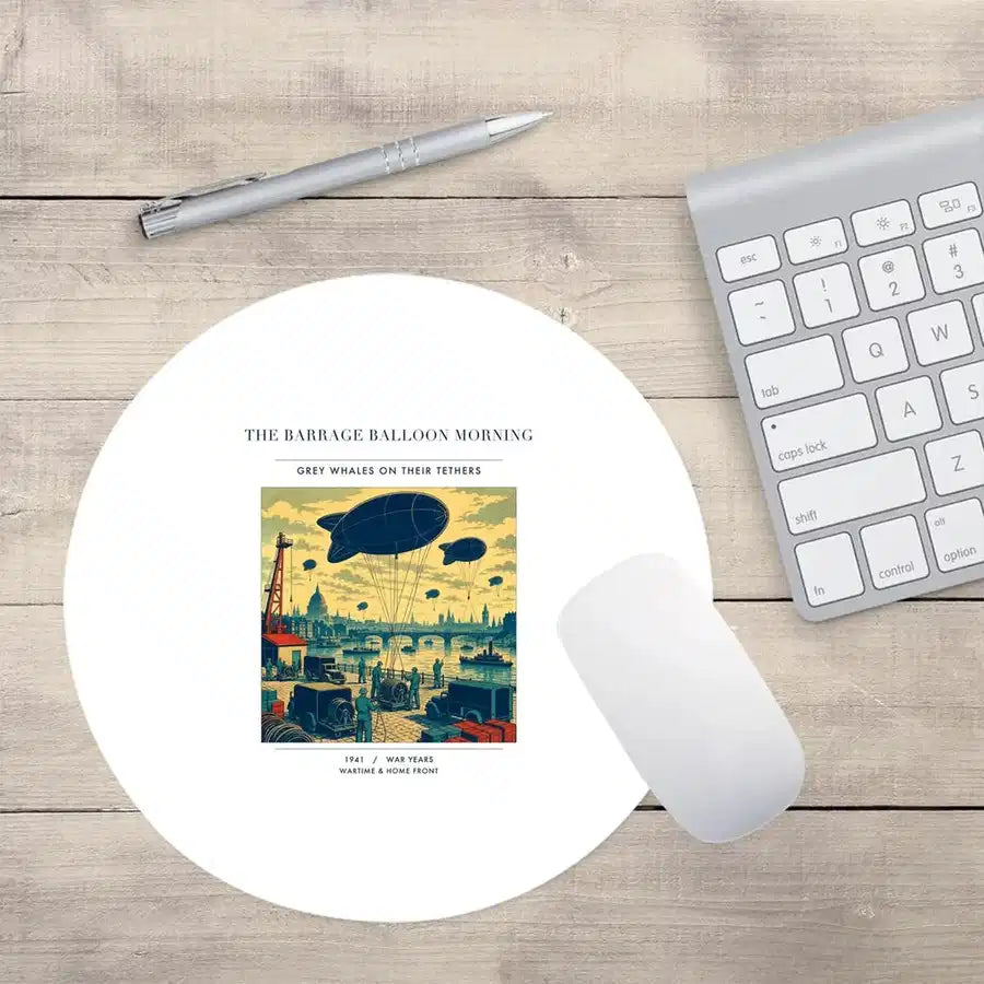 VINTAGE G4521 - The Barrage Balloon Morning - Designed Mouse Pads design on white round