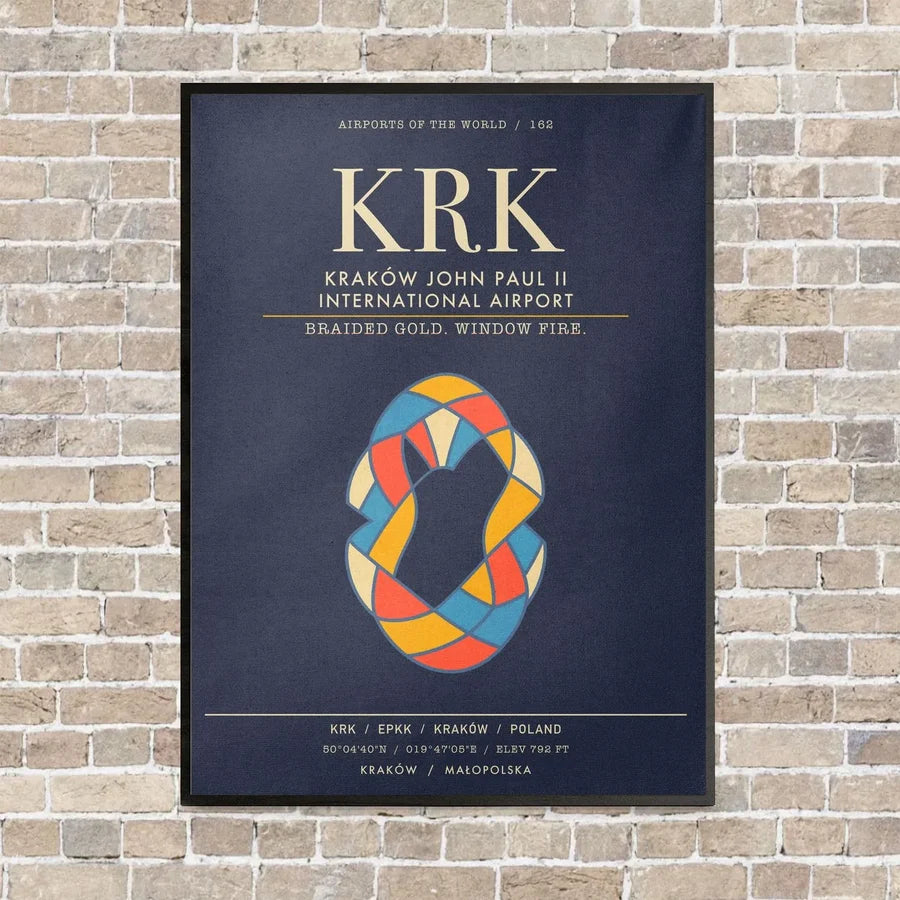 Krakow John Paul II International Airport KRK - Canvas Framed - Navy Blue