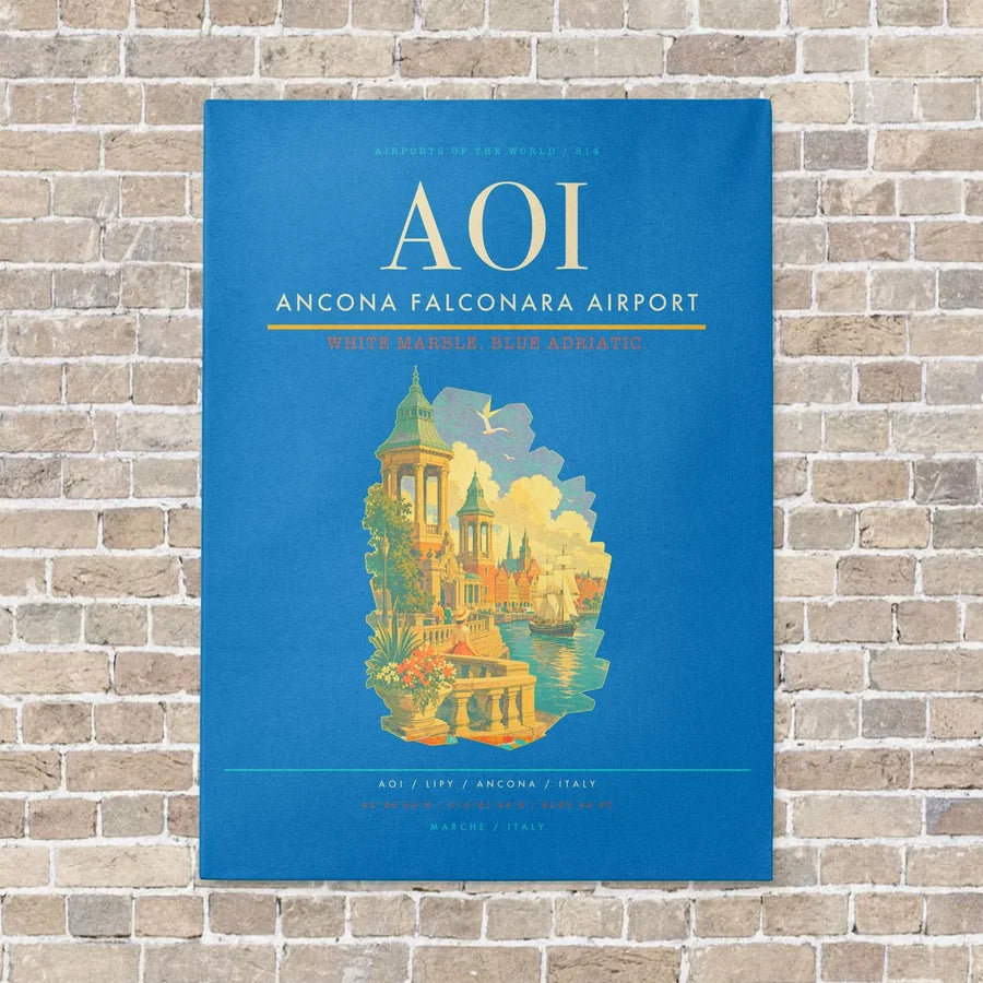 Ancona Falconara Airport AOI - Canvas No Frame - Turquoise