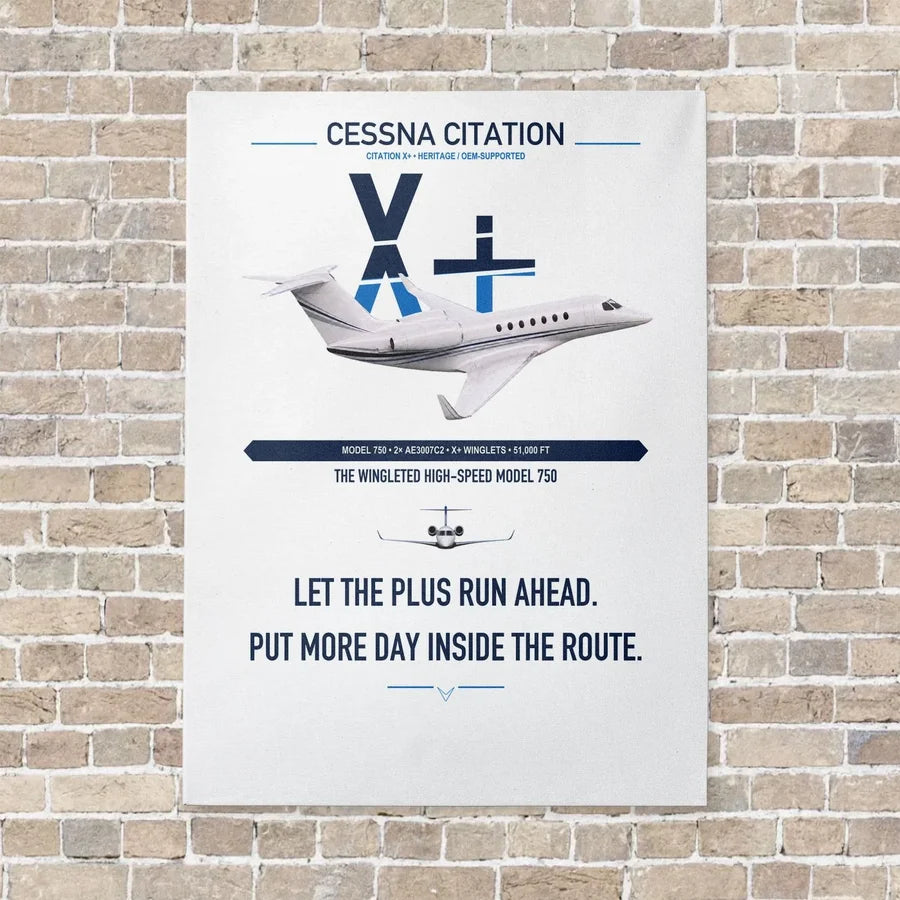 Cessna Citation X+ vertical canvas print - no frame - white background