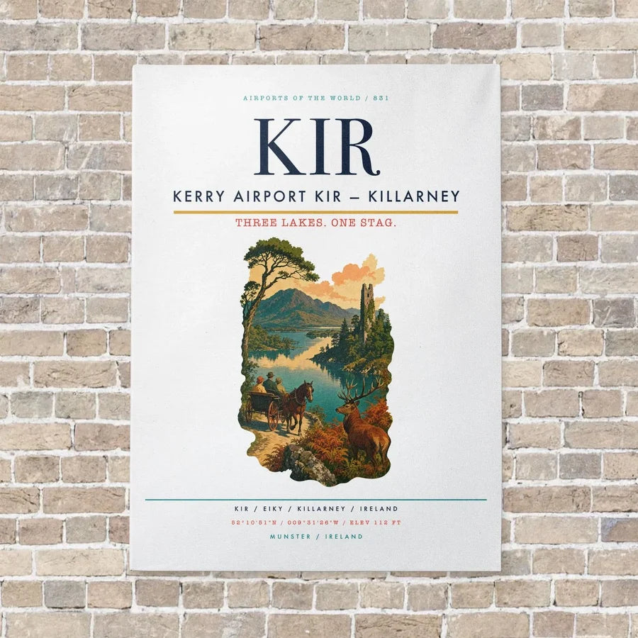 Kerry Airport KIR — Killarney vertical canvas print - no frame - white background
