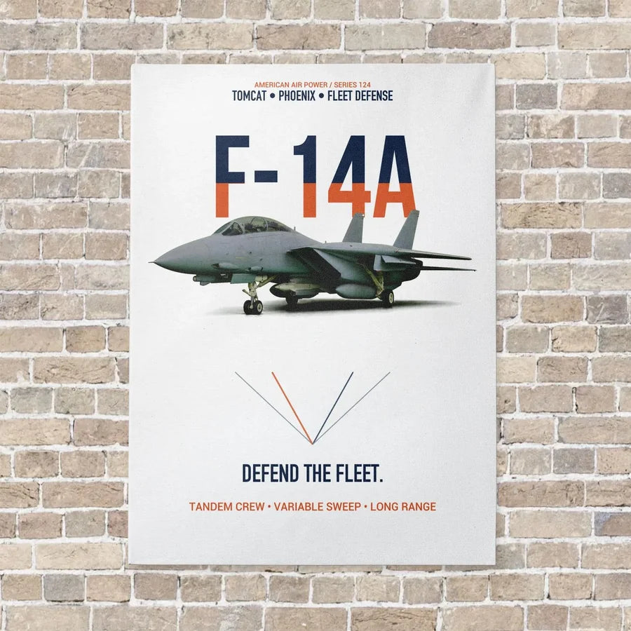 F-14A Tomcat Defend The Fleet vertical canvas print - no frame - white background