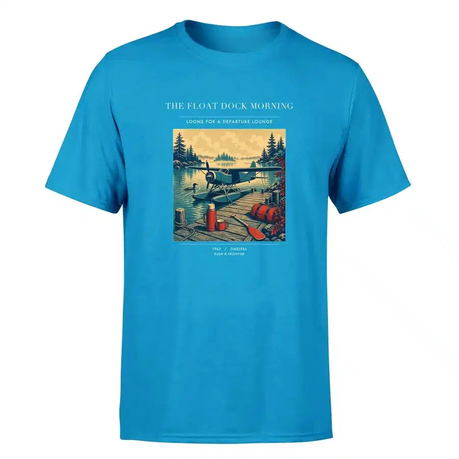 VINTAGE G4195 - The Float Dock Morning - Premium T-Shirt design on turquoise premium t shirt