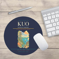 Thumbnail for Kuopio Airport (KUO) design on navy blue round mouse pad