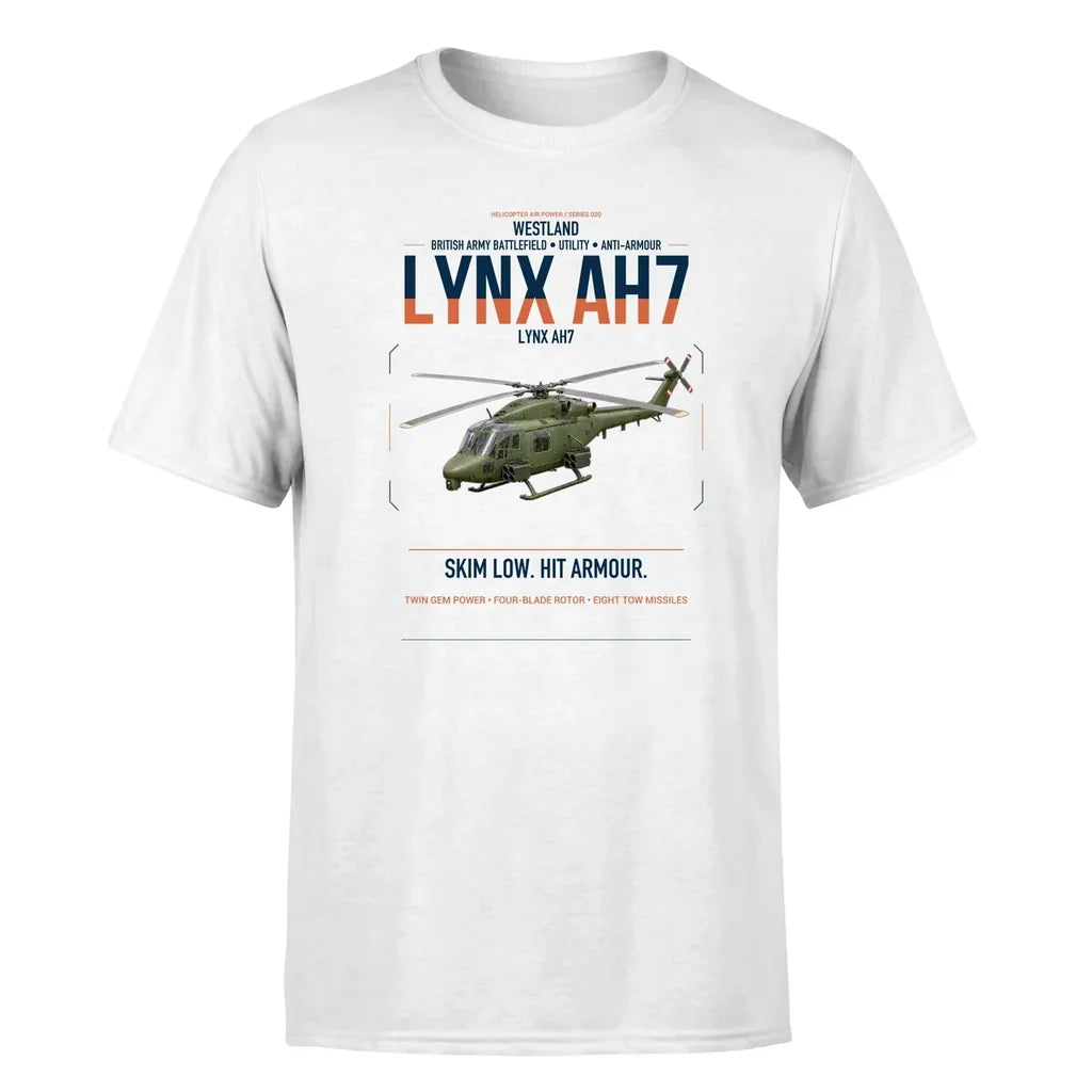 Westland Lynx AH7 design on white t-shirt, single-side print