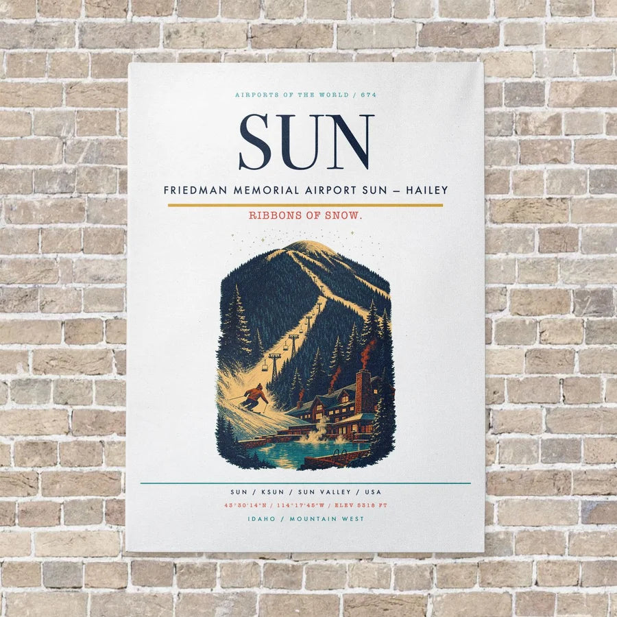 Friedman Memorial Airport SUN — Hailey vertical canvas print - no frame - white background