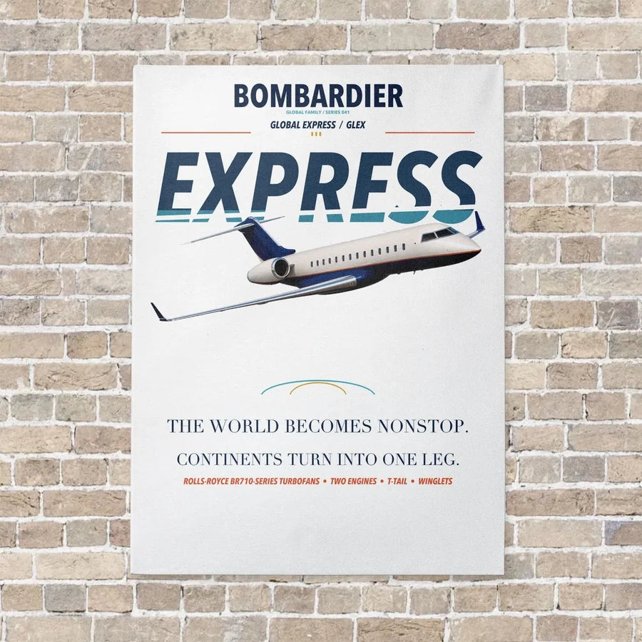 Bombardier Global Express vertical canvas print - no frame - white background