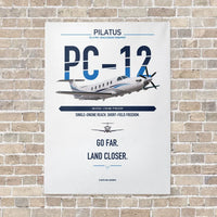 Thumbnail for Pilatus PC-12 PRO vertical canvas print - no frame - white background