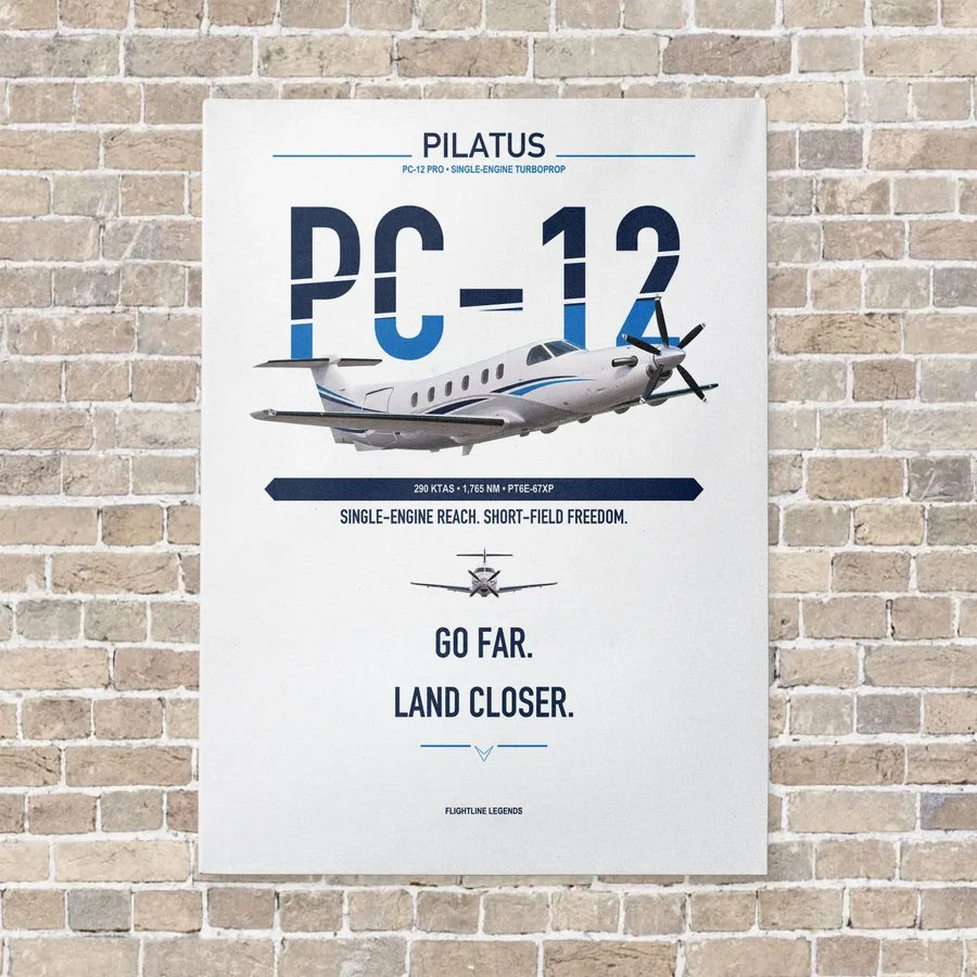 Pilatus PC-12 PRO vertical canvas print - no frame - white background