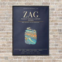 Thumbnail for Franjo Tuman Airport Zagreb ZAG - Canvas Framed - Navy Blue