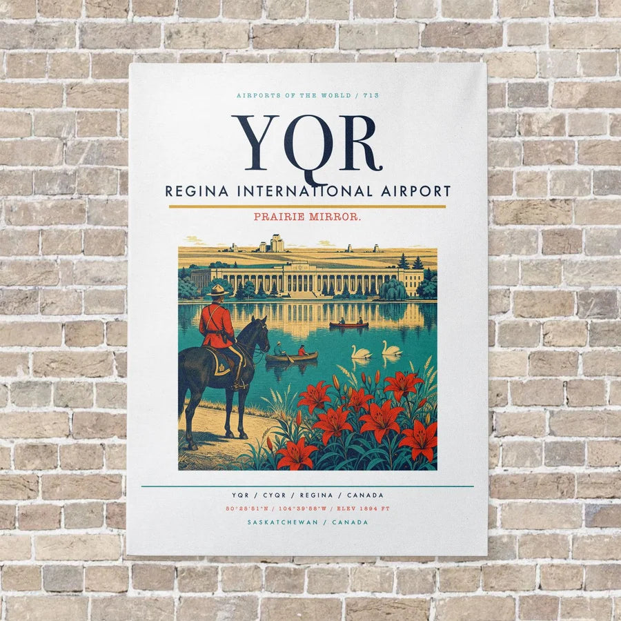 Regina International Airport YQR vertical canvas print - no frame - white background