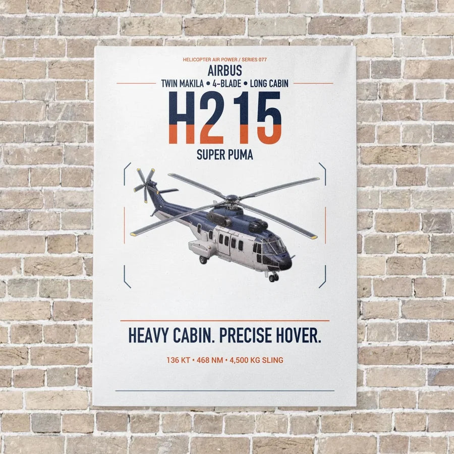 Airbus H215 vertical canvas print - no frame - white background