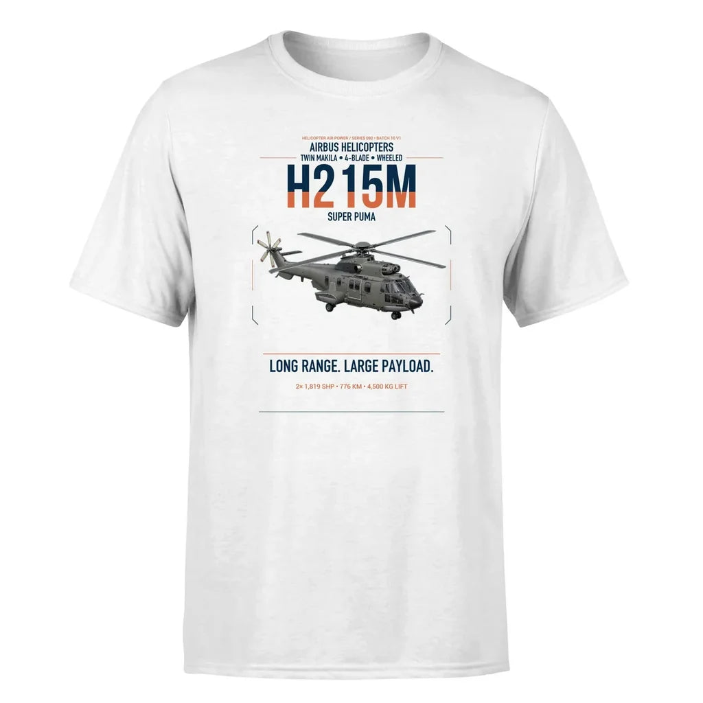 Airbus H215M design on white t-shirt, single-side print