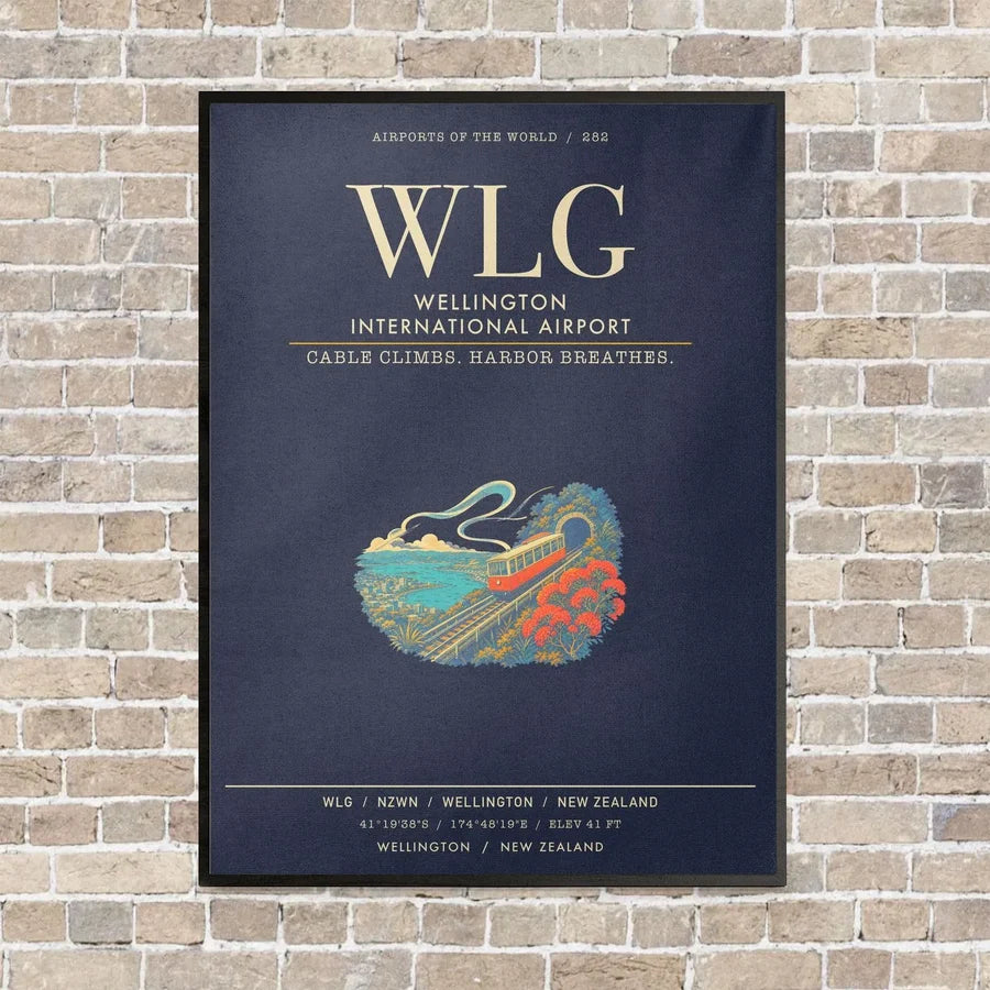 Wellington International Airport WLG - Canvas Framed - Navy Blue