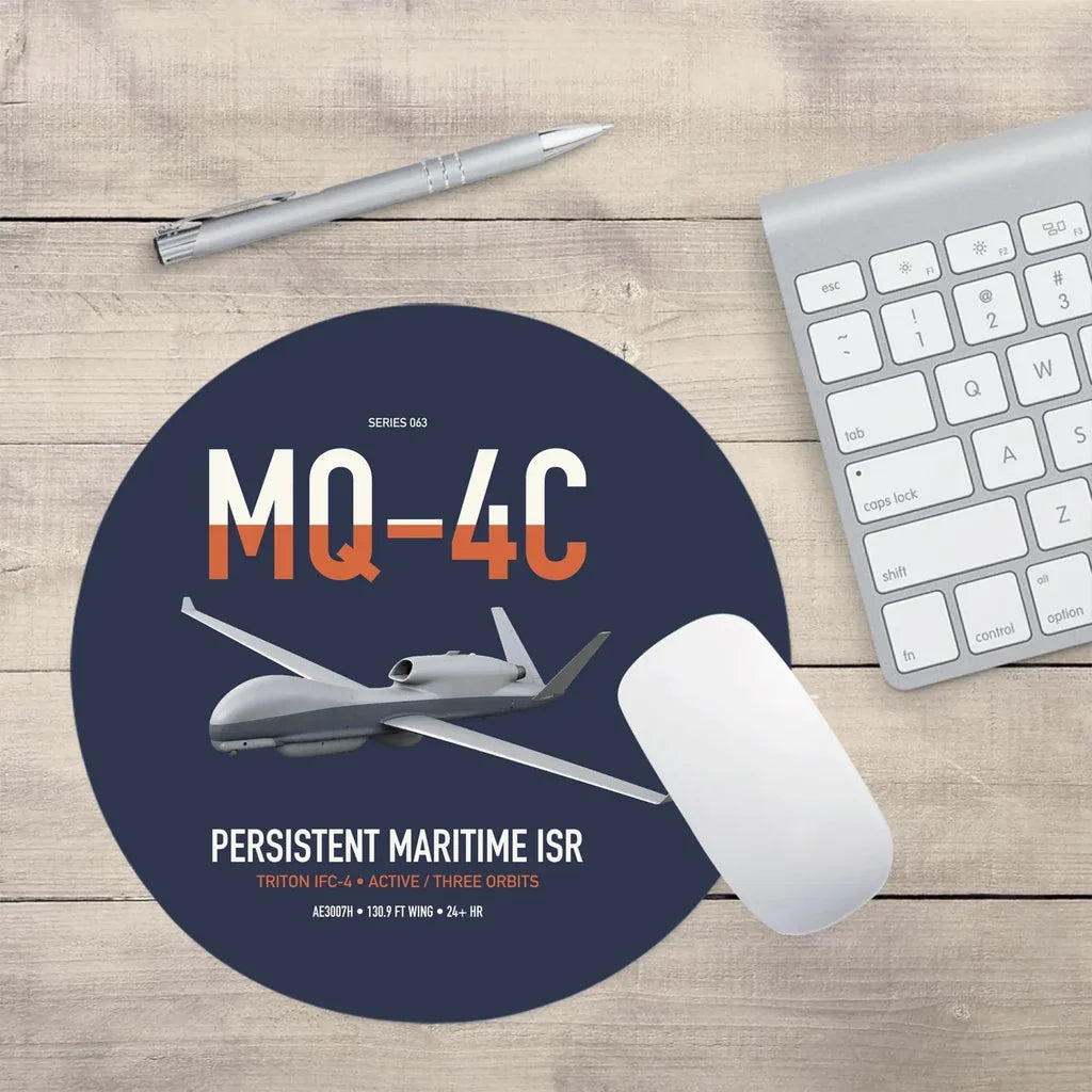 MQ-4C Triton IFC-4 design on navy blue round mouse pad