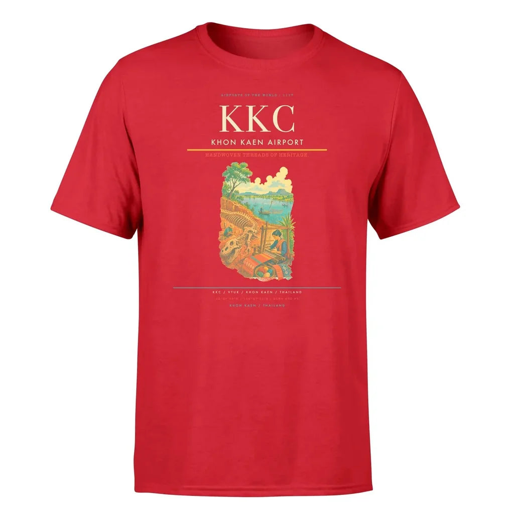 Khon Kaen Airport (KKC) T-Shirt single-side front print in Red | khon-kaen-airport-kkc-double-side-t-shirt