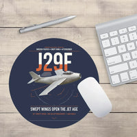 Thumbnail for Saab J 29F Tunnan design on navy blue round mouse pad