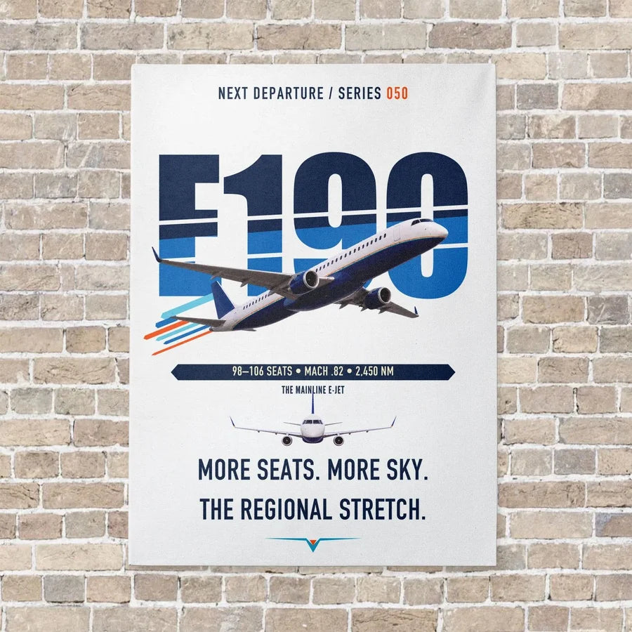 Embraer E190 vertical canvas print - no frame - white background