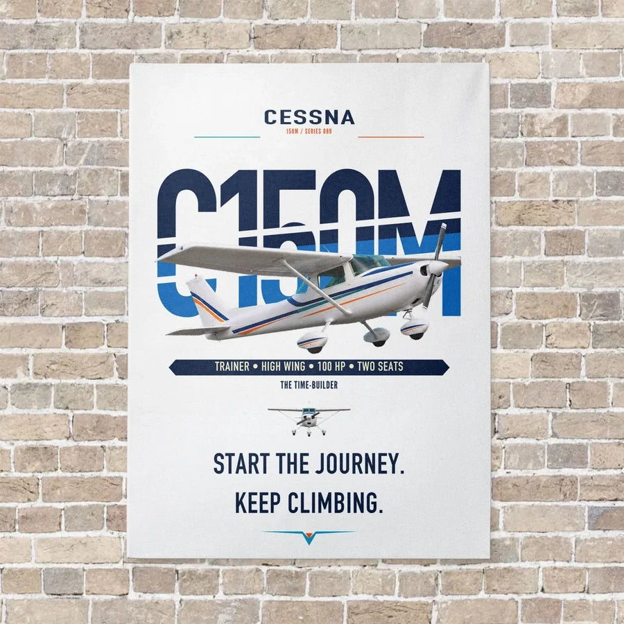 Cessna 150M vertical canvas print - no frame - white background