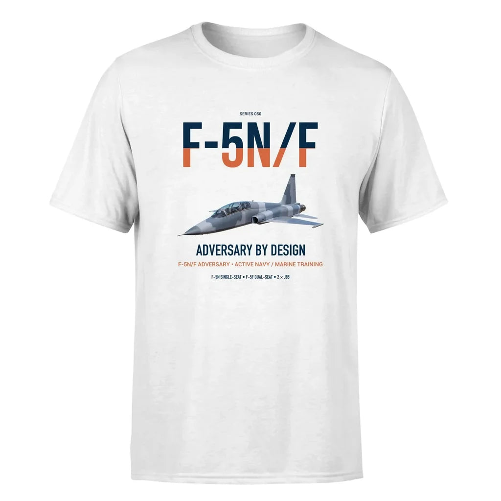 F-5N F Adversary design on white double-side t-shirt, single-side print