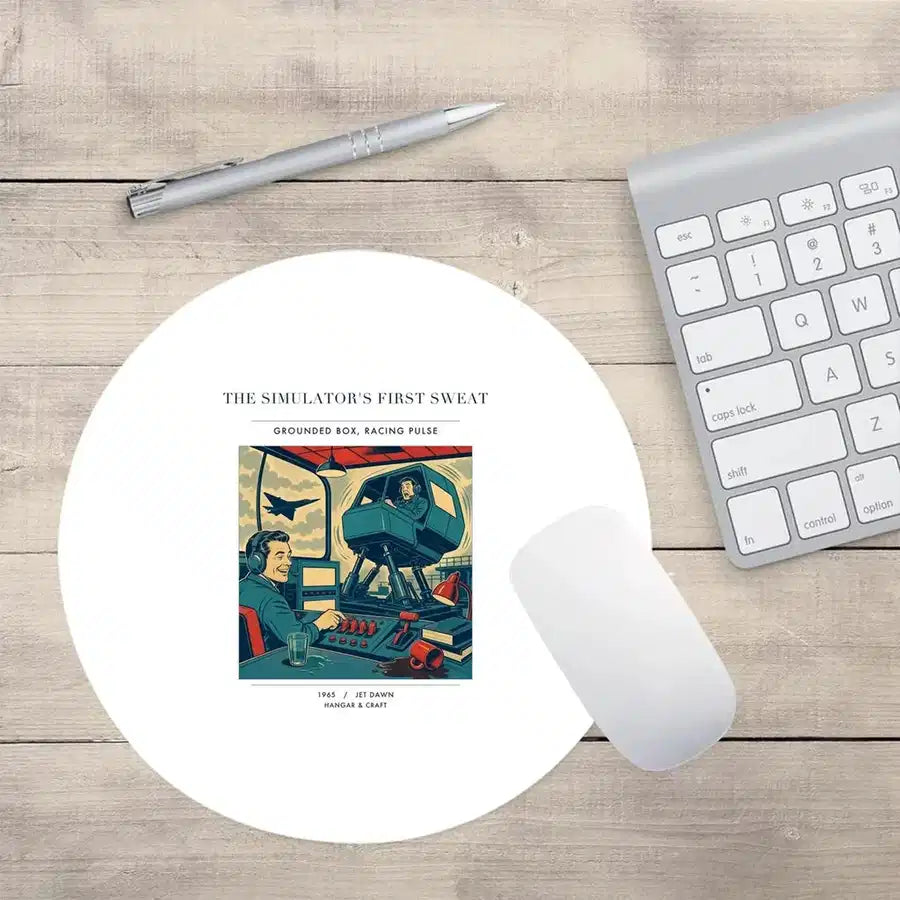 VINTAGE G4462 - The Simulator's First Sweat - Designed Mouse Pads design on white round