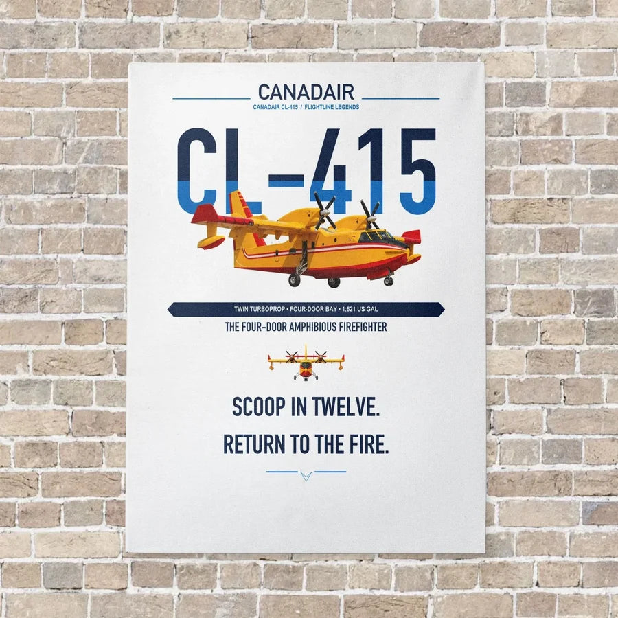 Canadair CL-415 vertical canvas print - no frame - white background