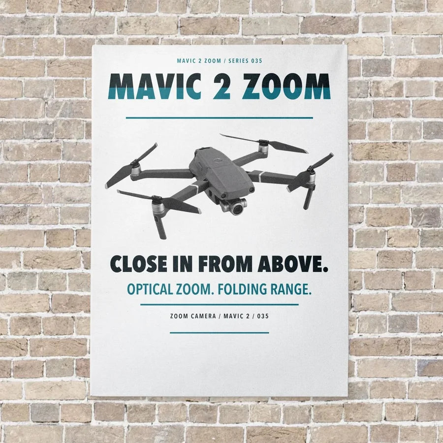 DJI Mavic 2 Zoom vertical canvas print - no frame - white background