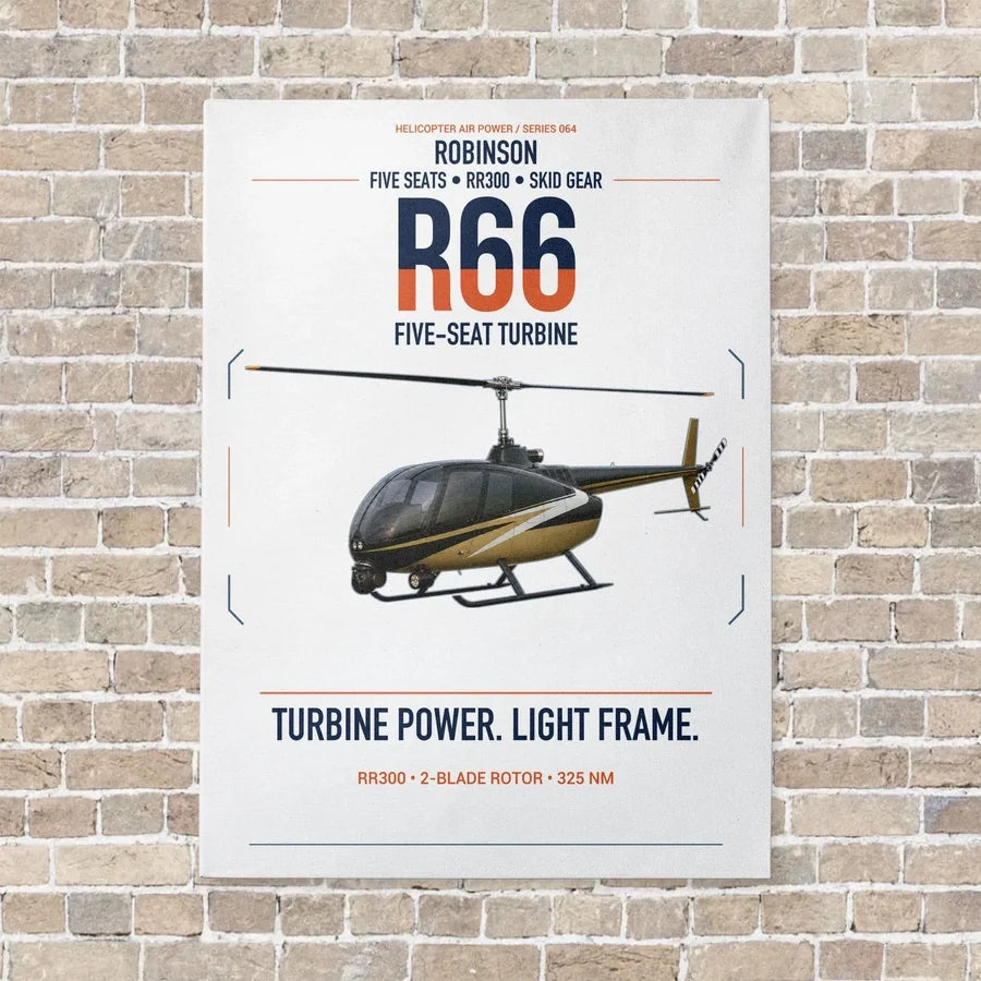 Robinson R66 vertical canvas print - no frame - white background