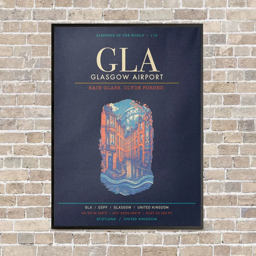Glasgow Airport GLA - Canvas Framed - Navy Blue