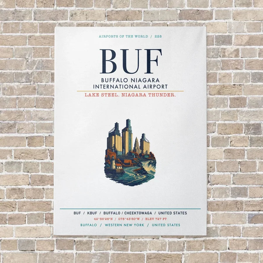 Buffalo Niagara International Airport BUF vertical canvas print - no frame - white background