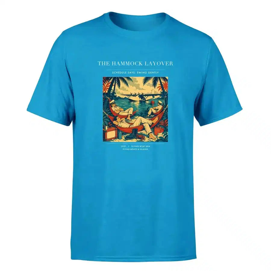 VINTAGE G4408 - The Hammock Layover - Premium T-Shirt design on turquoise premium t shirt