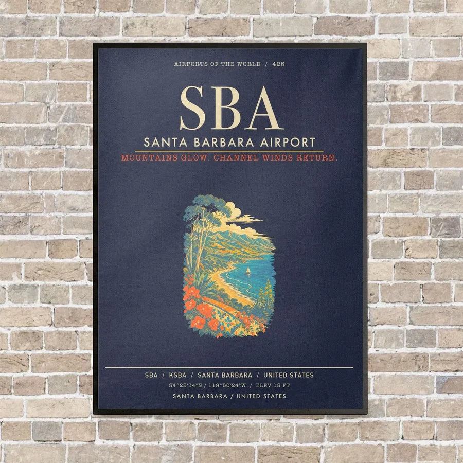 Santa Barbara Airport SBA - Canvas Framed - Navy Blue
