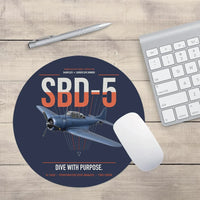 Thumbnail for SBD-5 Dauntless design on navy blue round mouse pad