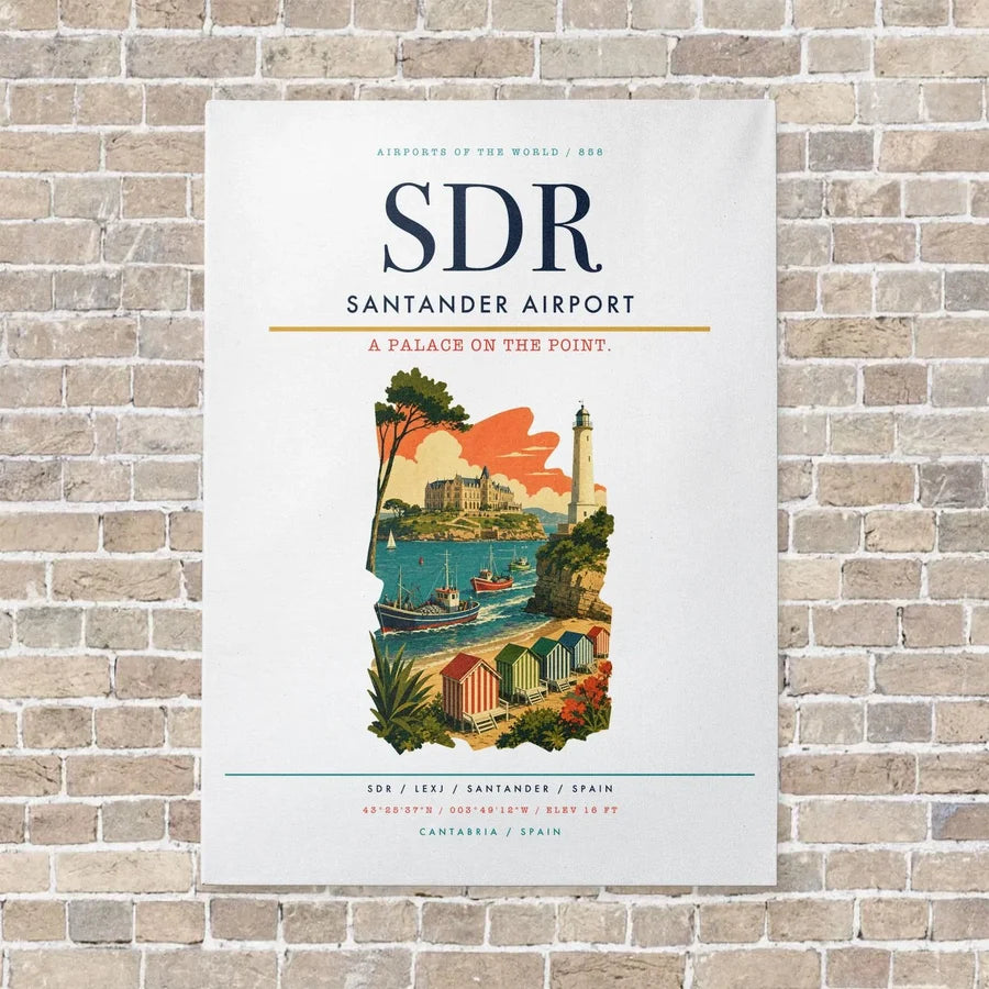 Santander Airport SDR vertical canvas print - no frame - white background