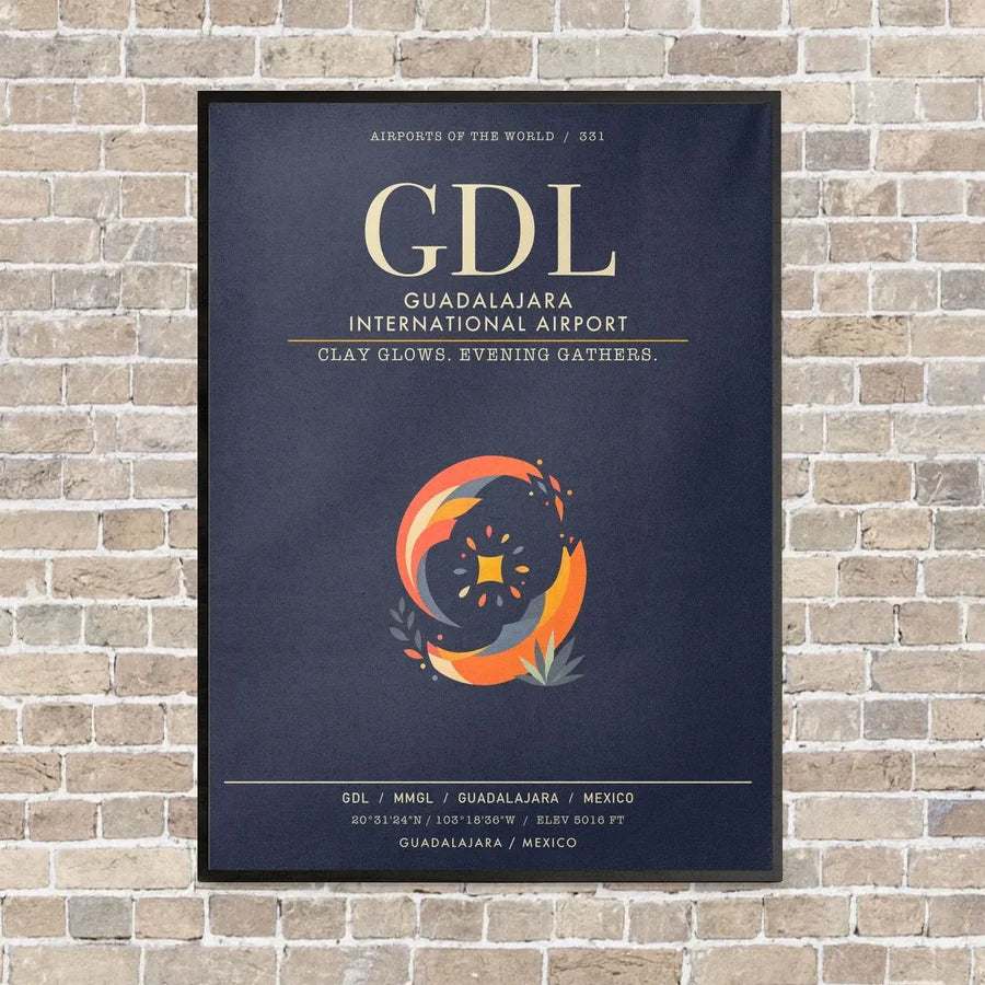 Guadalajara International Airport GDL - Canvas Framed - Navy Blue