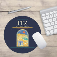 Thumbnail for Fes (FEZ) design on navy blue round mouse pad