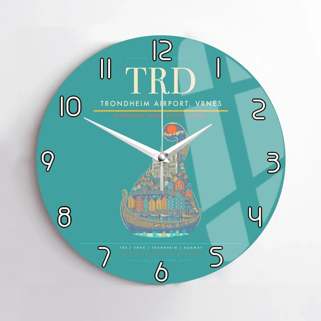 Trondheim Airport Vrnes TRD Wall-Clock No-Frame - Turquoise