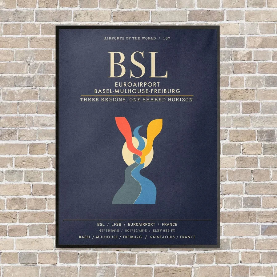 EuroAirport Basel-Mulhouse-Freiburg BSL - Canvas Framed - Navy Blue