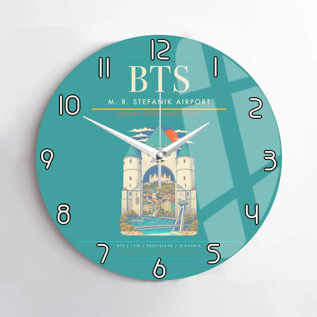 M. R. Stefanik Airport BTS Wall-Clock No-Frame - Turquoise