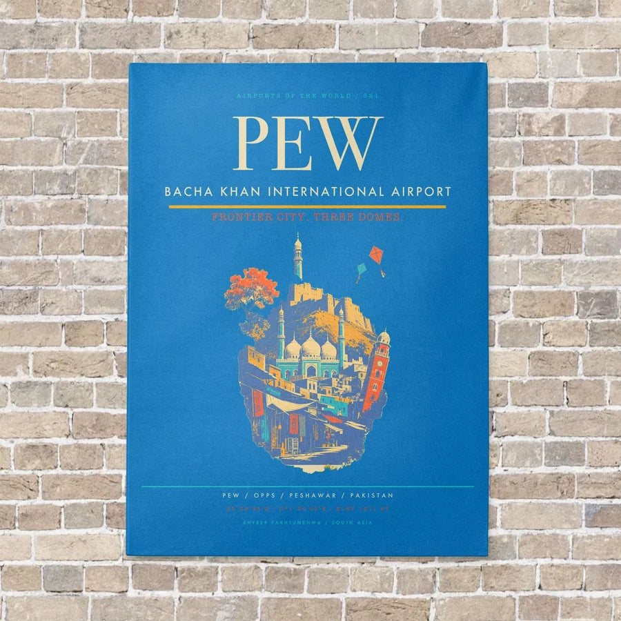 Bacha Khan International Airport PEW - Canvas No Frame - Turquoise