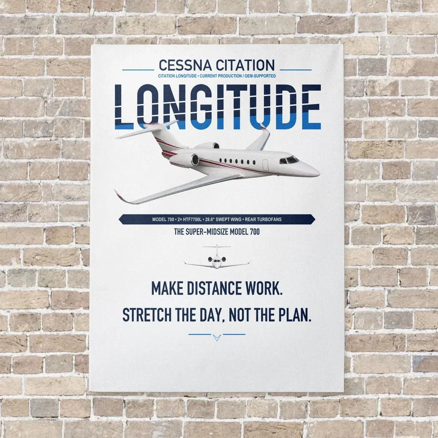 Cessna Citation Longitude vertical canvas print - no frame - white background